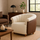 Poltrona Fixa Esther Courino Marrom | Linho Off White - Salla